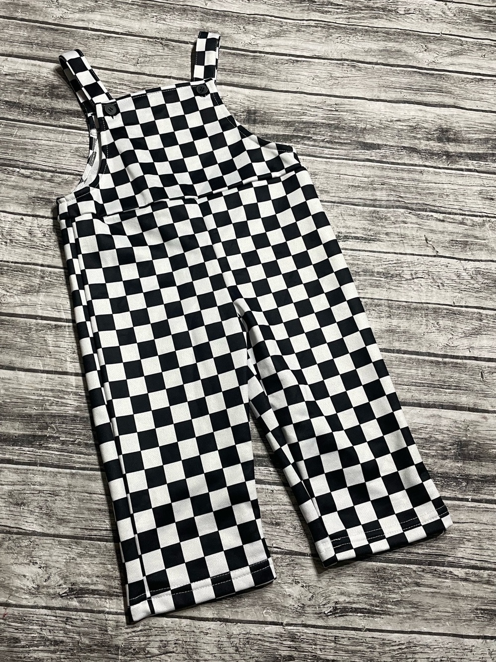 Toddler 12/18 month SHEIN Black & Whote Checkered overalls Like New!